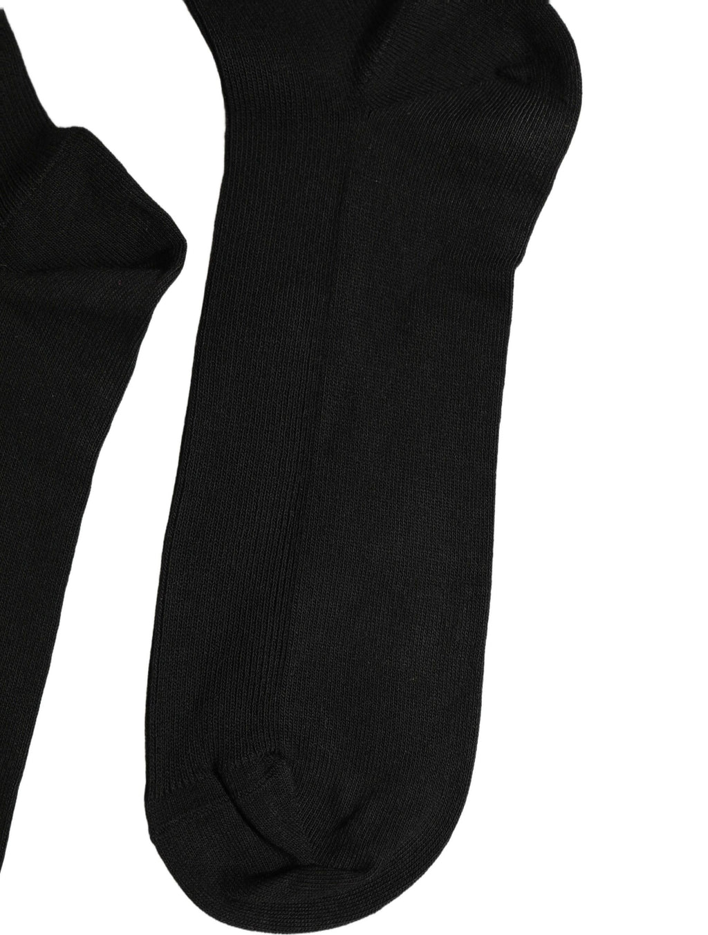 Black Cotton Ribbed Logo Over The Calf Women Socks
