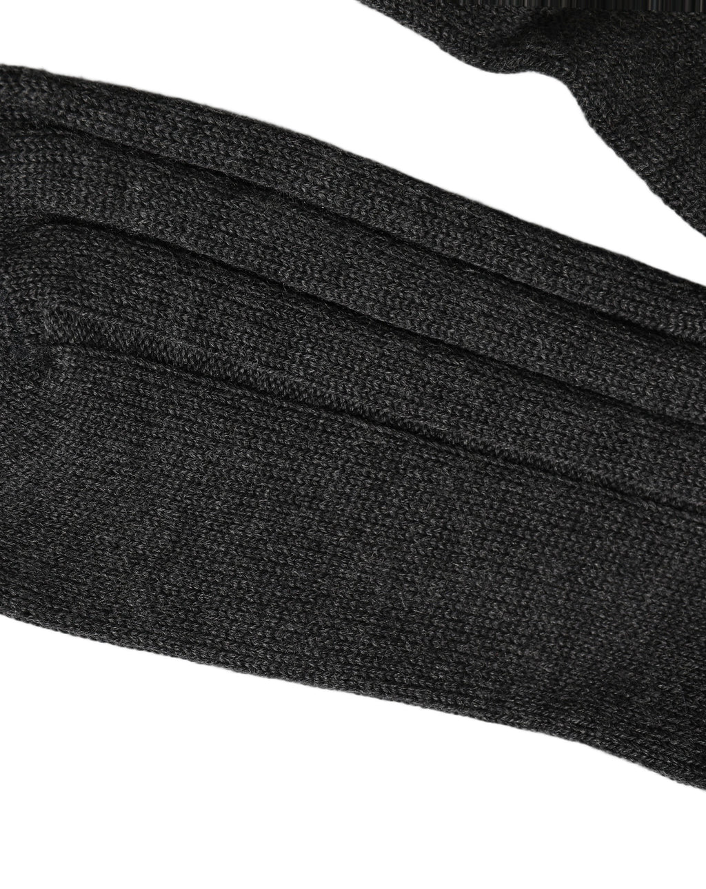 Dark Gray Wool Logo Calf Long Ribbed Accessory Socks