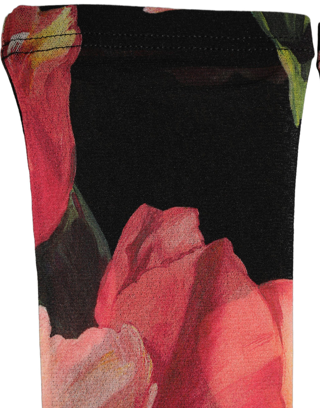 Black Pink Floral Tulip Nylon Stockings Socks