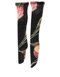 Black Pink Floral Tulip Nylon Stockings Socks
