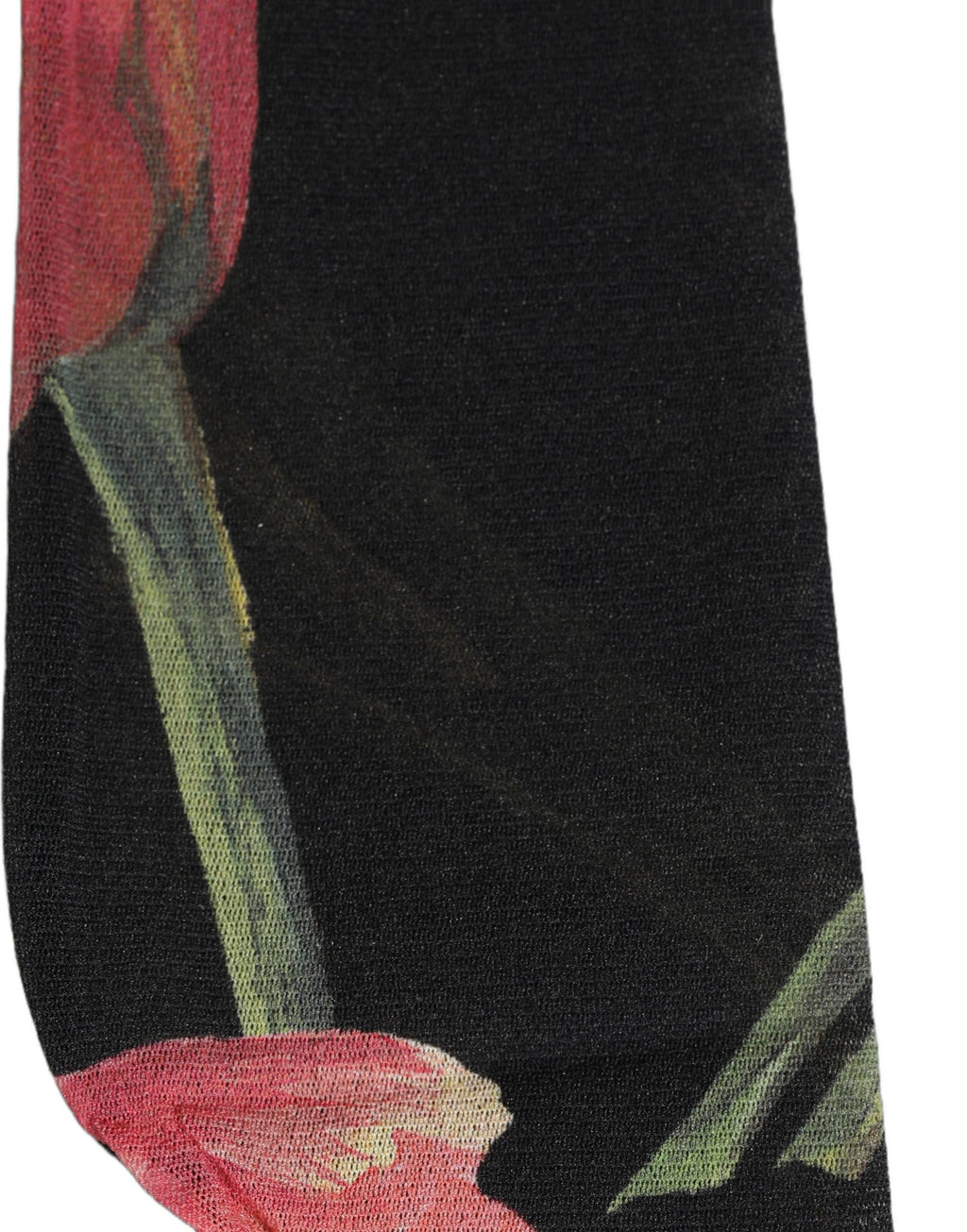 Black Pink Floral Tulip Nylon Stockings Socks