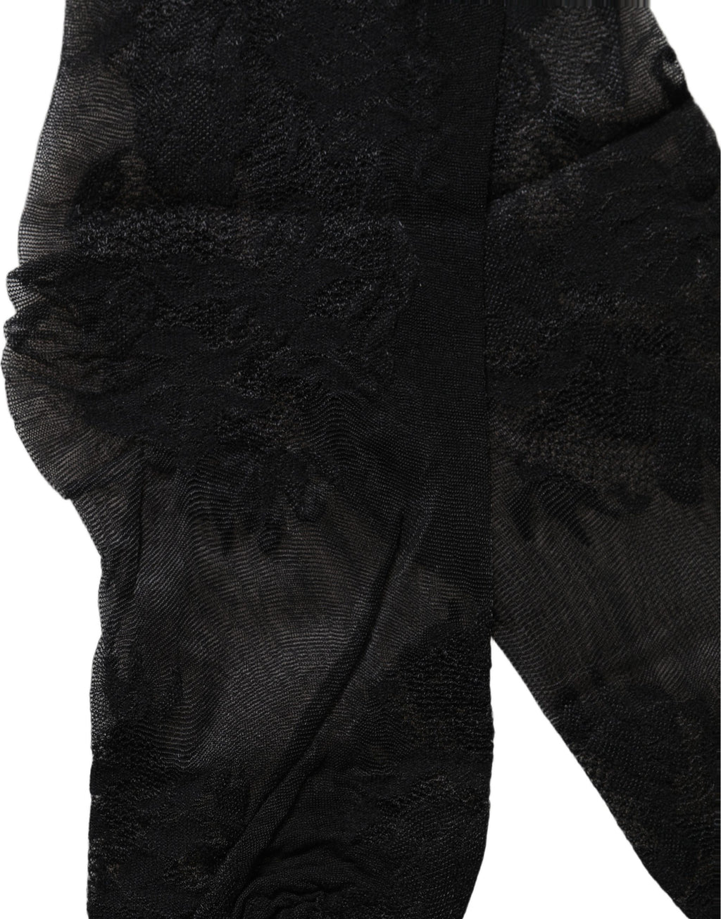 Black Floral Nylon Stretch Over The Calf Socks