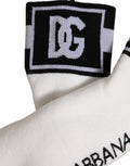 White Black Cotton Ankle Length DG Logo Socks