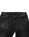Dark Gray Washed Cotton Skinny Men Denim Jeans