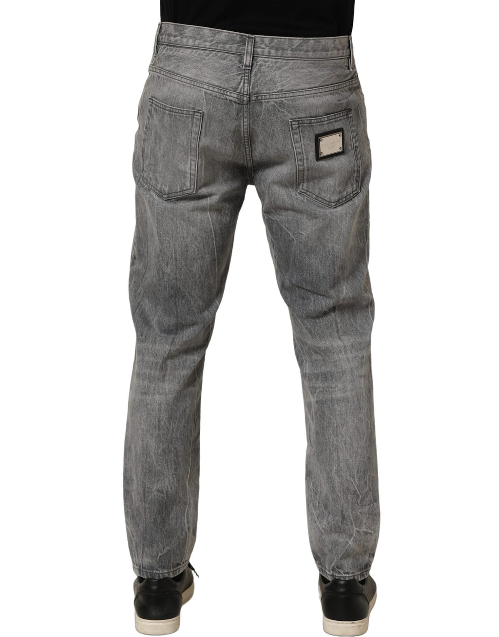 Grey Distressed Straight Leg Men Denim Jeans