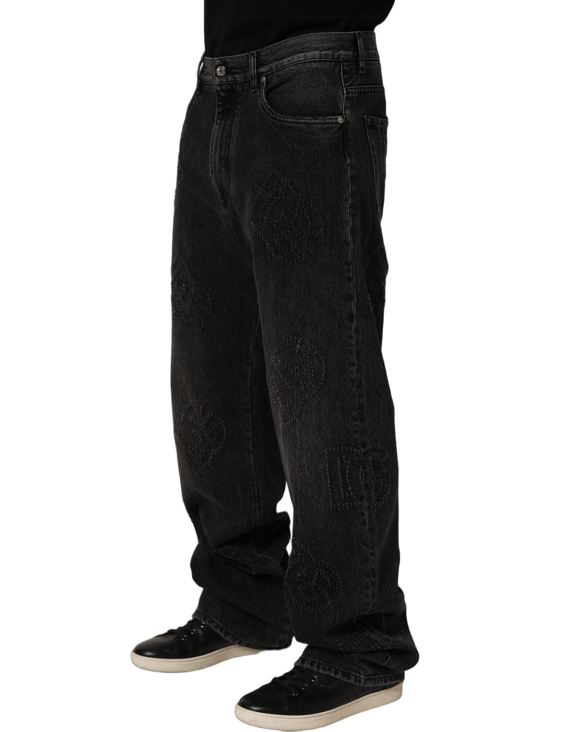 Dark Gray Cotton WideLeg Oversize Denim Jeans