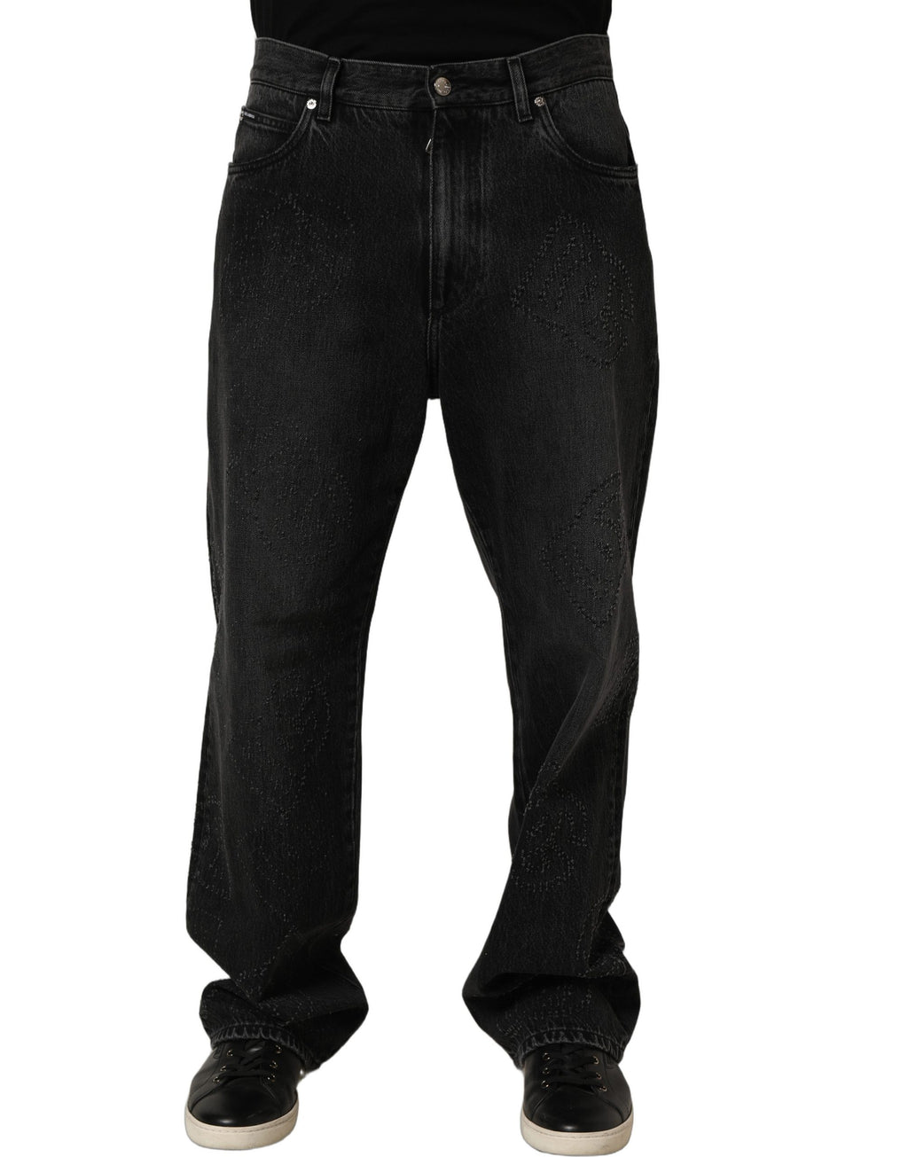 Dark Gray Cotton WideLeg Oversize Denim Jeans