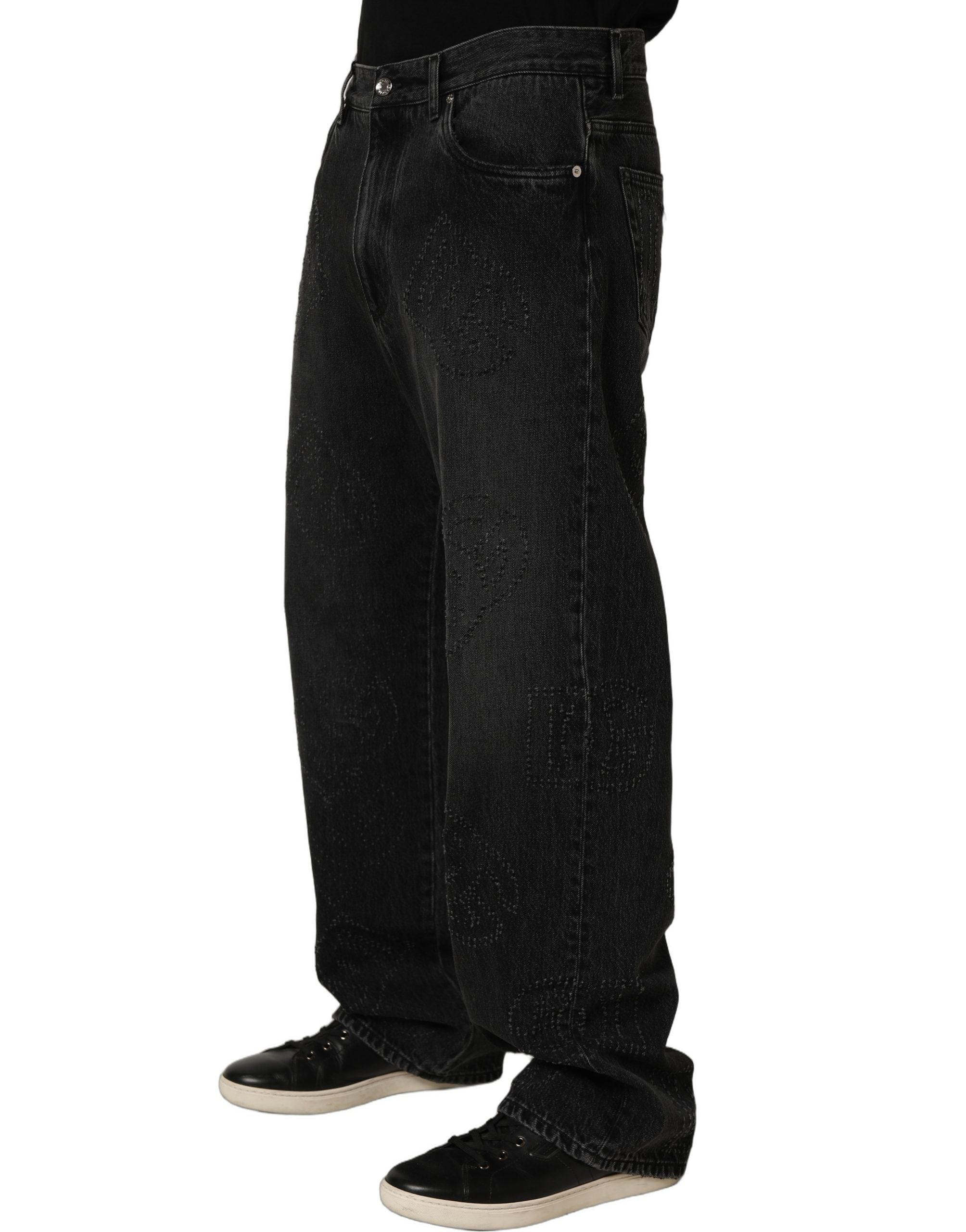 Dark Gray Cotton WideLeg Oversize Denim Jeans