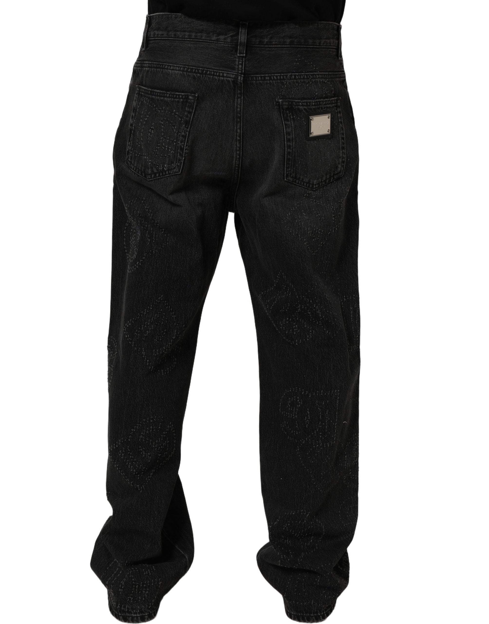 Dark Gray Cotton WideLeg Oversize Denim Jeans