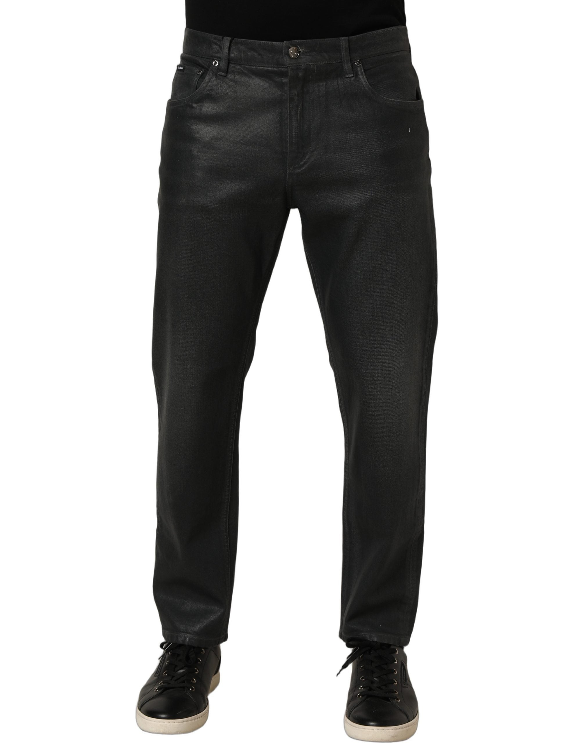 Dark Gray Cotton Loose Fit Men Denim Jeans