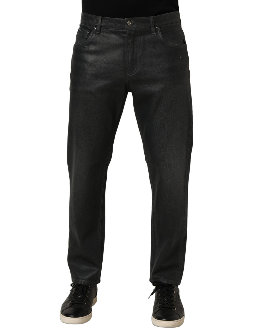 Dark Gray Cotton Loose Fit Men Denim Jeans