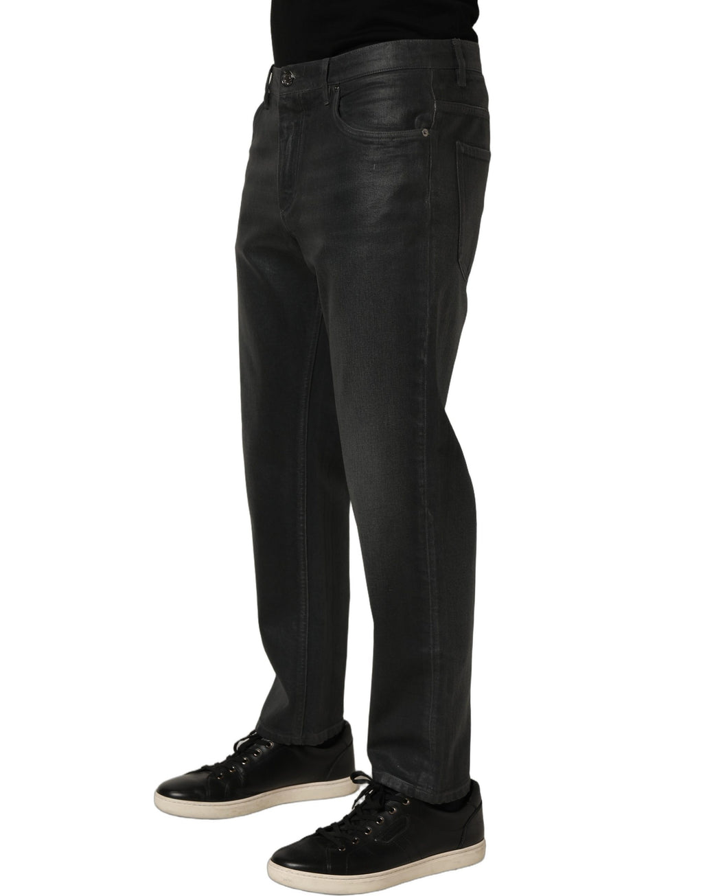 Dark Gray Cotton Loose Fit Men Denim Jeans