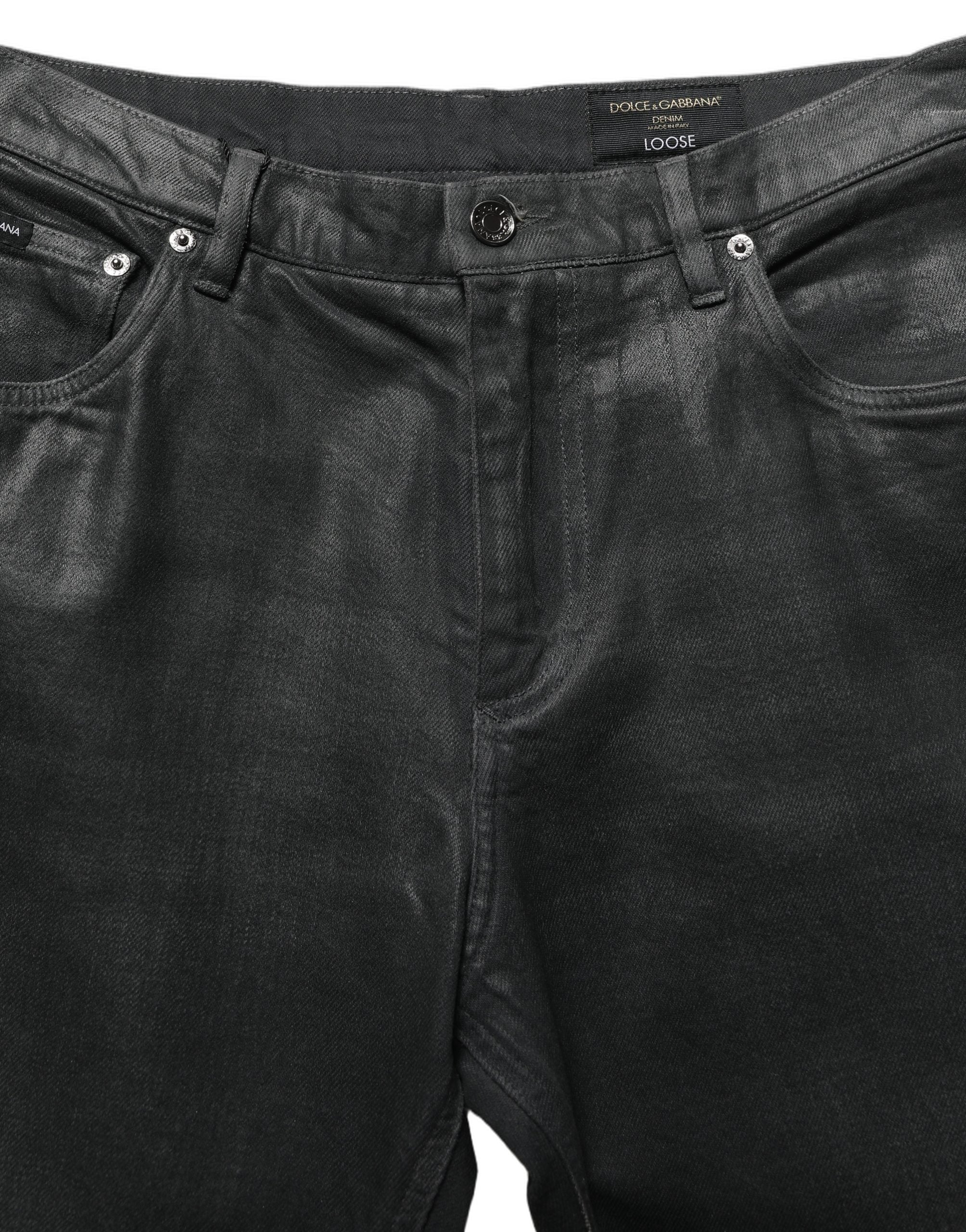 Dark Gray Cotton Loose Fit Men Denim Jeans
