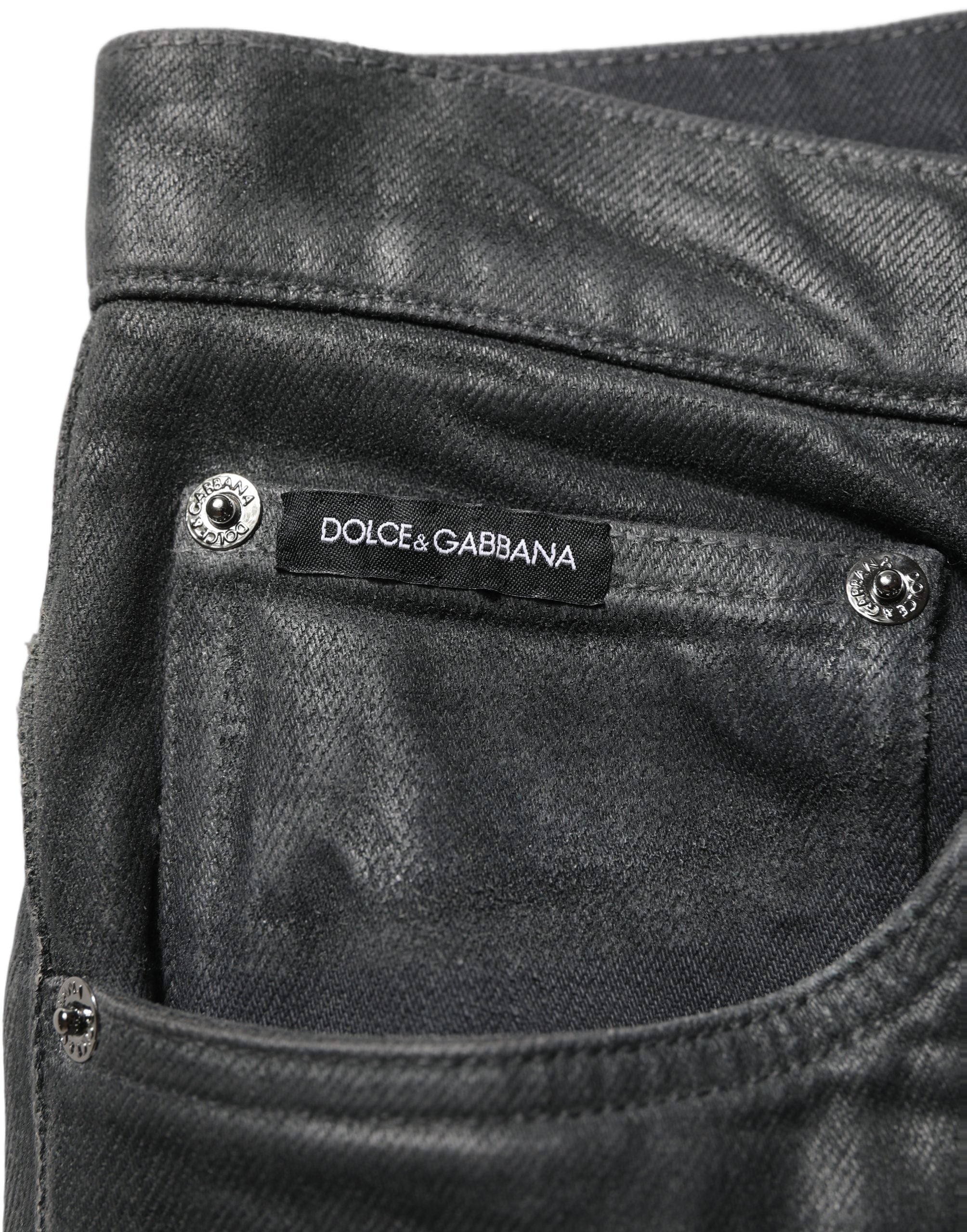 Dark Gray Cotton Loose Fit Men Denim Jeans