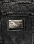 Dark Gray Cotton Baggy Cargo Men Denim Jeans