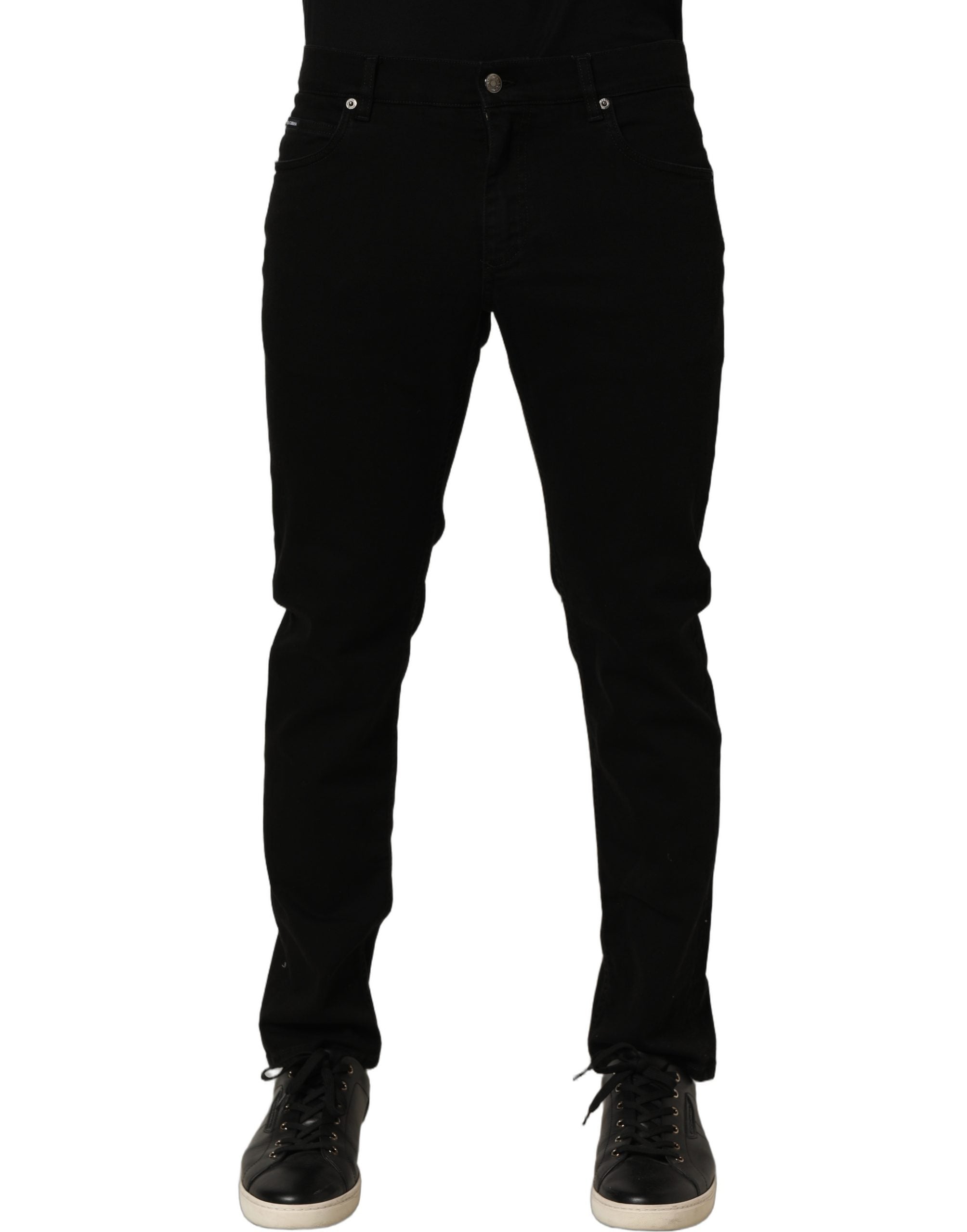 Black CottonStretch Regular Skinny Denim Jeans