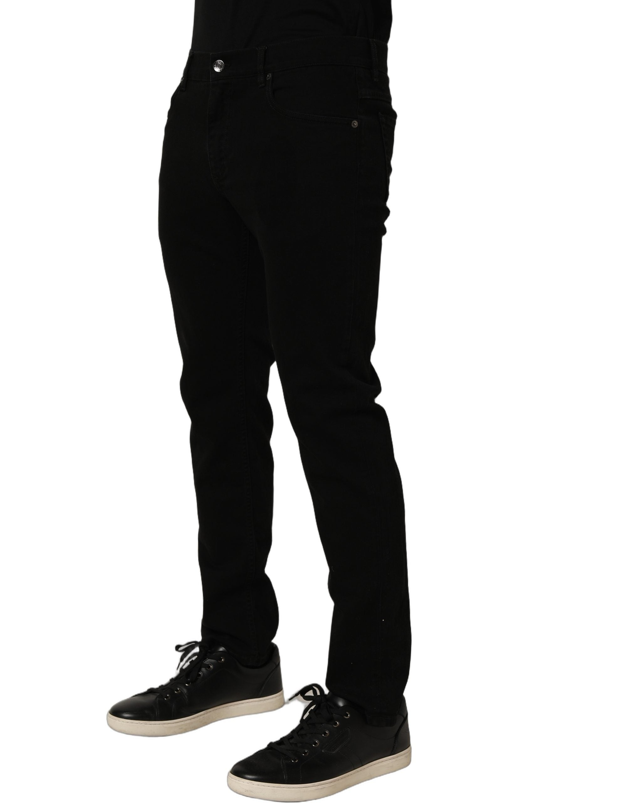 Black CottonStretch Regular Skinny Denim Jeans