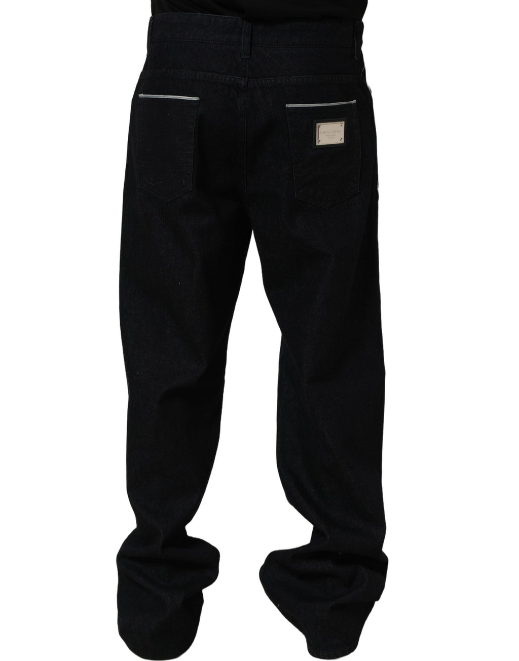 Black Cotton Stretch Straight Men Denim Jeans