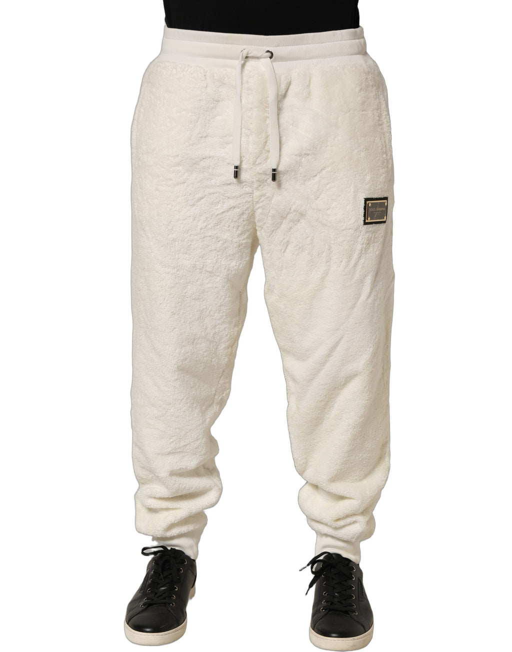Off White Terry Cotton Plush Men Jogger Pants