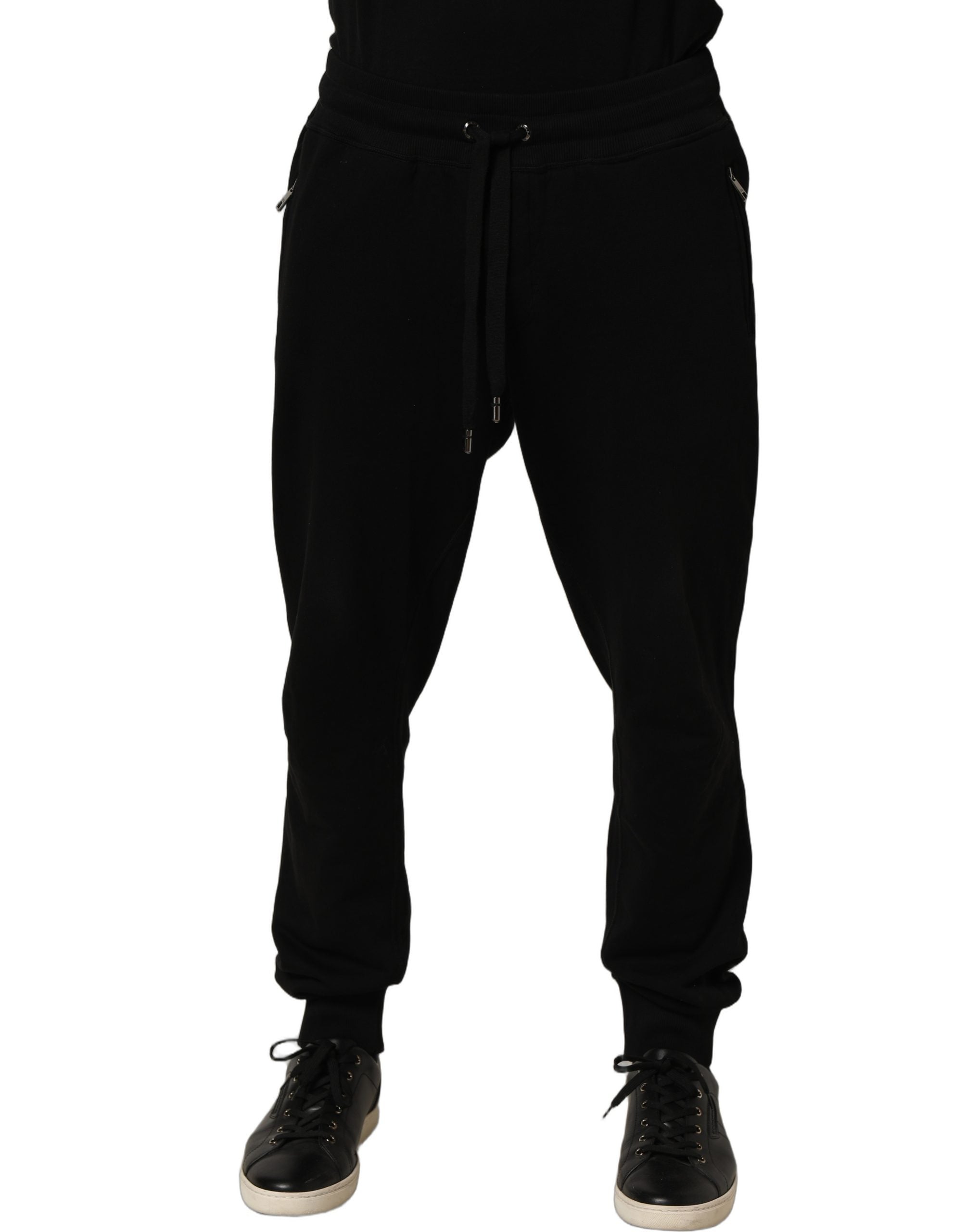 Black Cotton Logo Jogger Men Sweatpants Pants