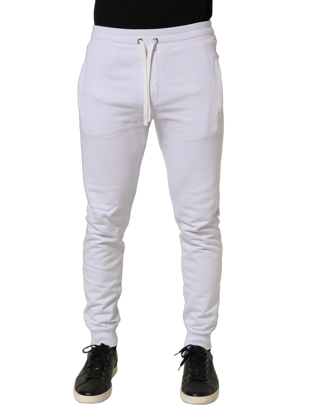 White Cotton Drawstring Jogger Trouser Pants