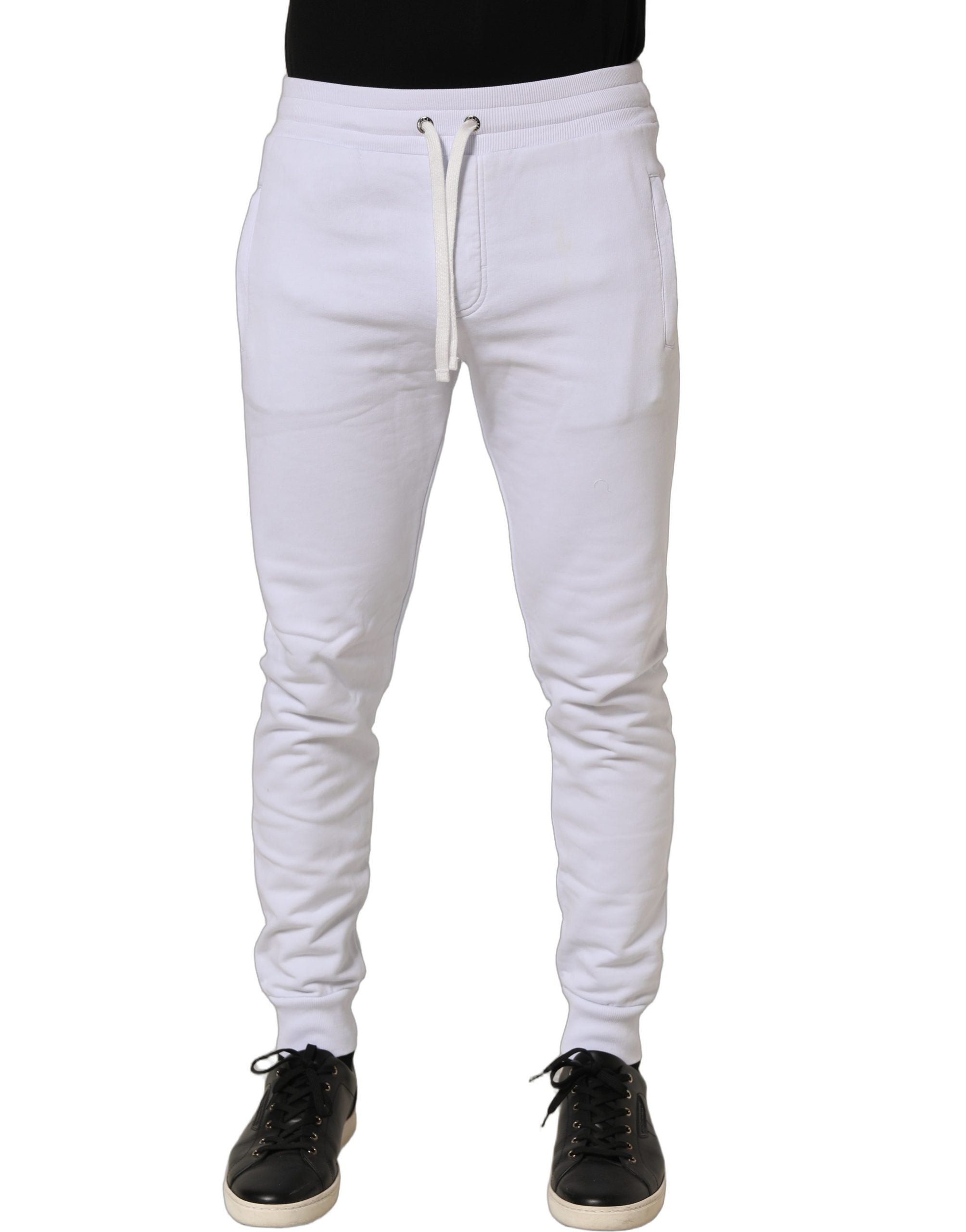 White Cotton Drawstring Jogger Trouser Pants
