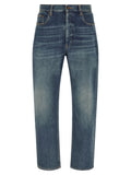 Blue Cotton Straight-Leg Jeans