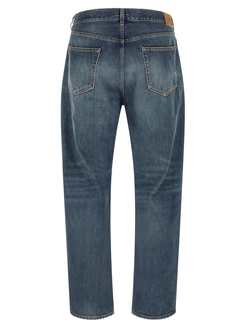 Blue Cotton Straight-Leg Jeans