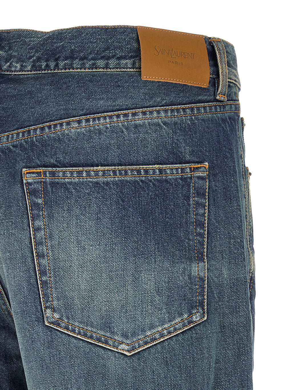 Blue Cotton Straight-Leg Jeans