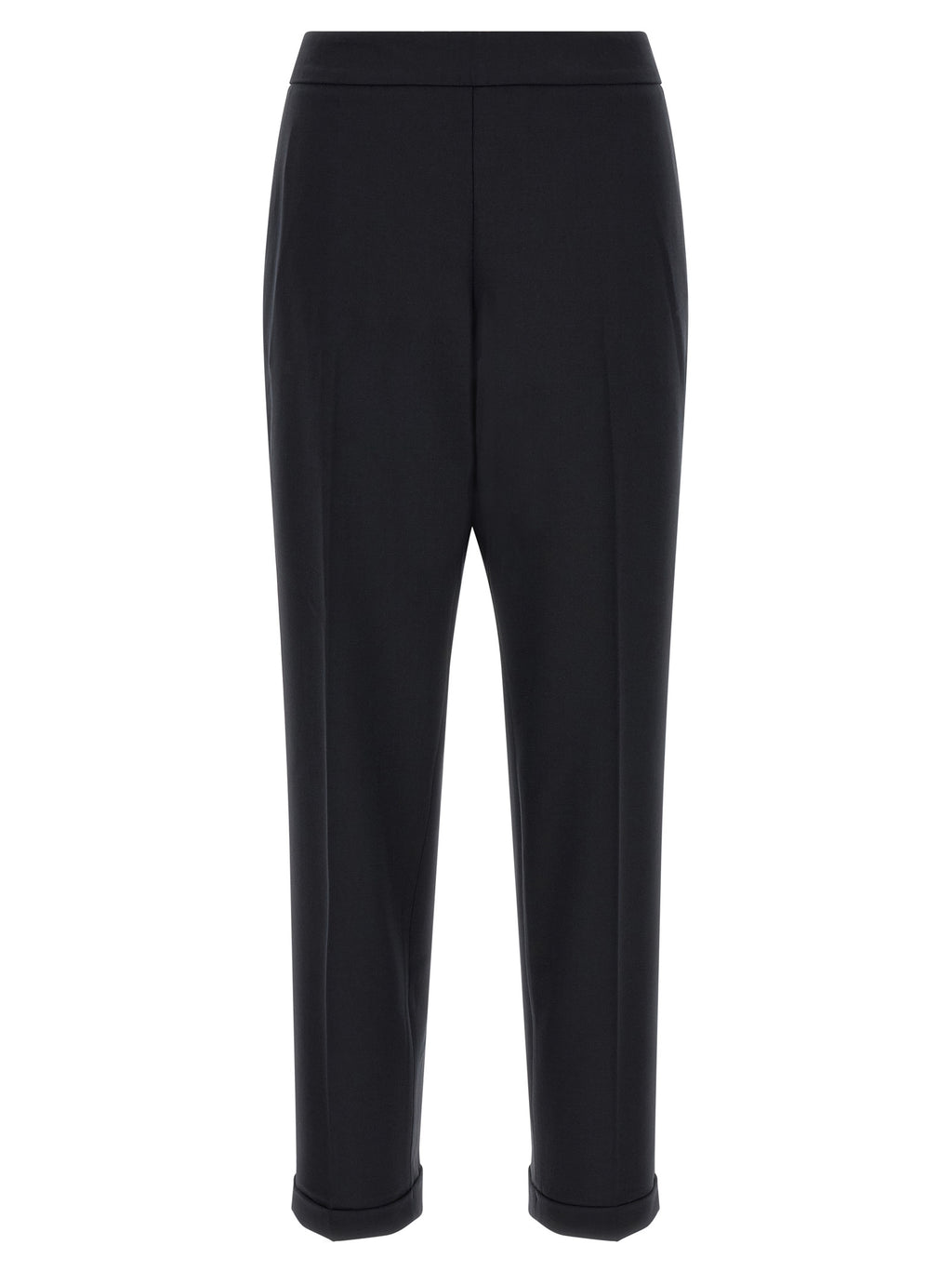 Black Polyester Cropped Pants