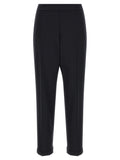 Black Polyester Cropped Pants