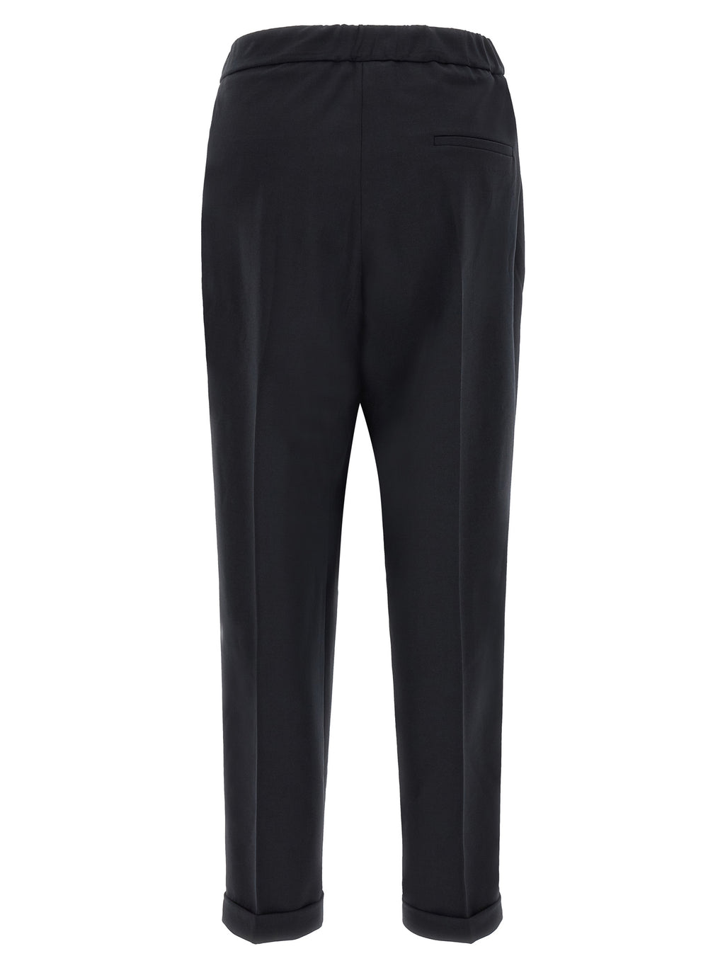 Black Polyester Cropped Pants