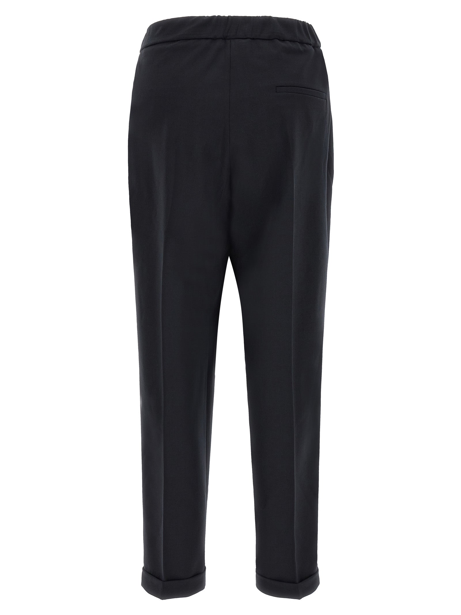 Black Polyester Cropped Pants