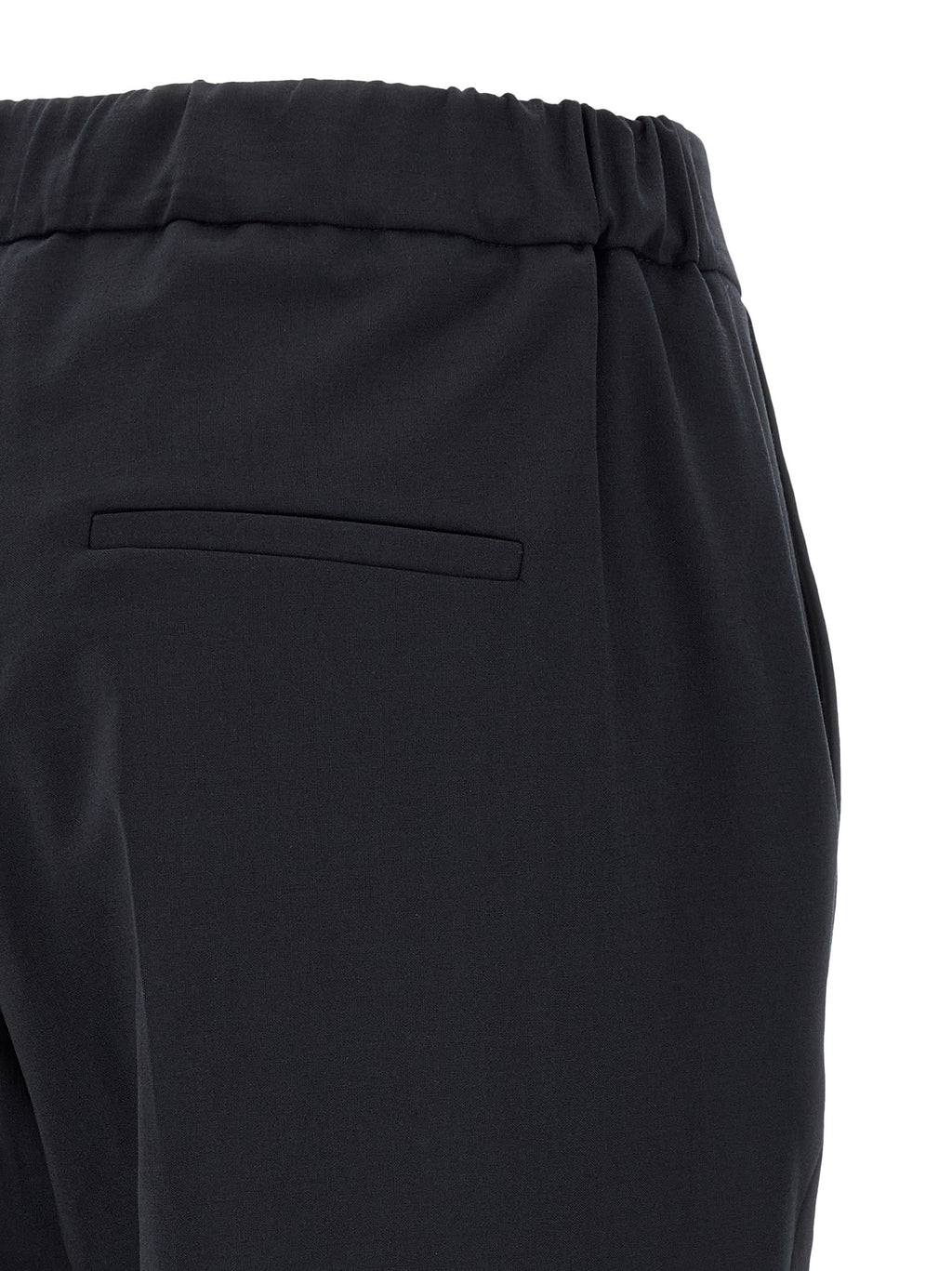Black Polyester Cropped Pants