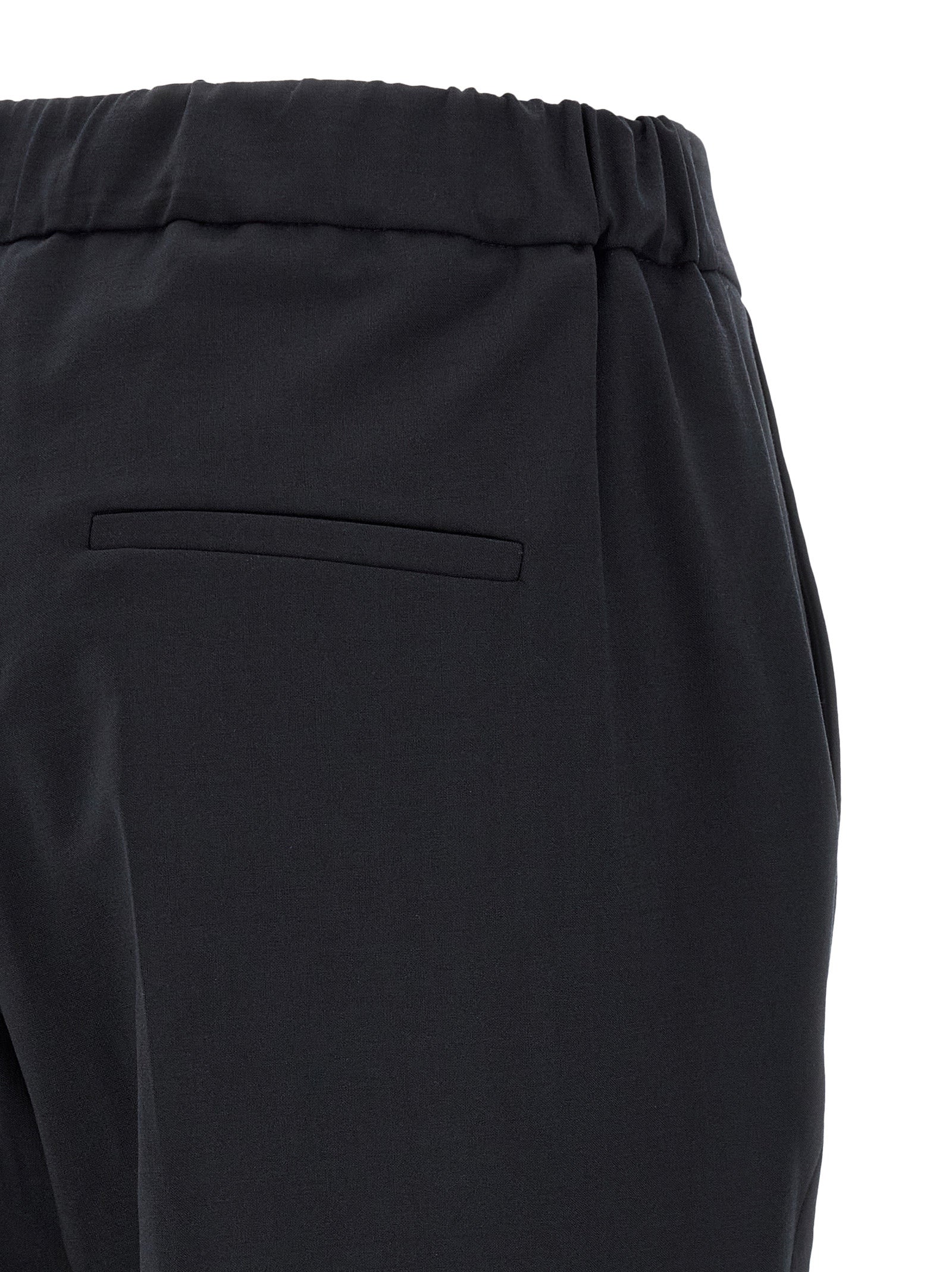 Black Polyester Cropped Pants