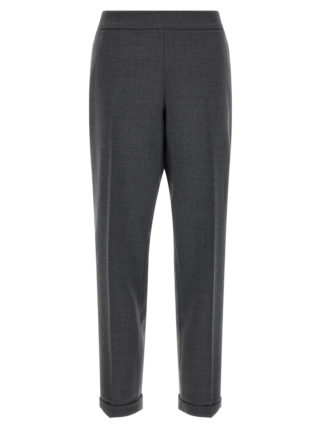 Gray Polyester Cropped Pants