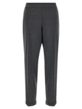 Gray Polyester Cropped Pants