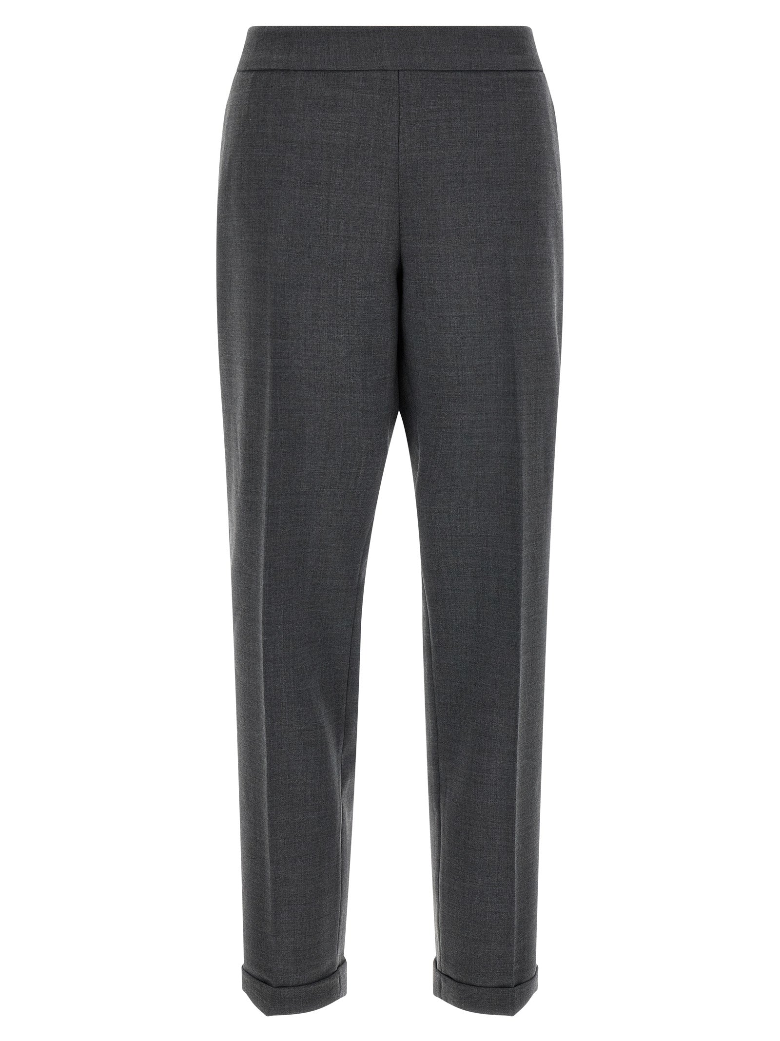 Gray Polyester Cropped Pants