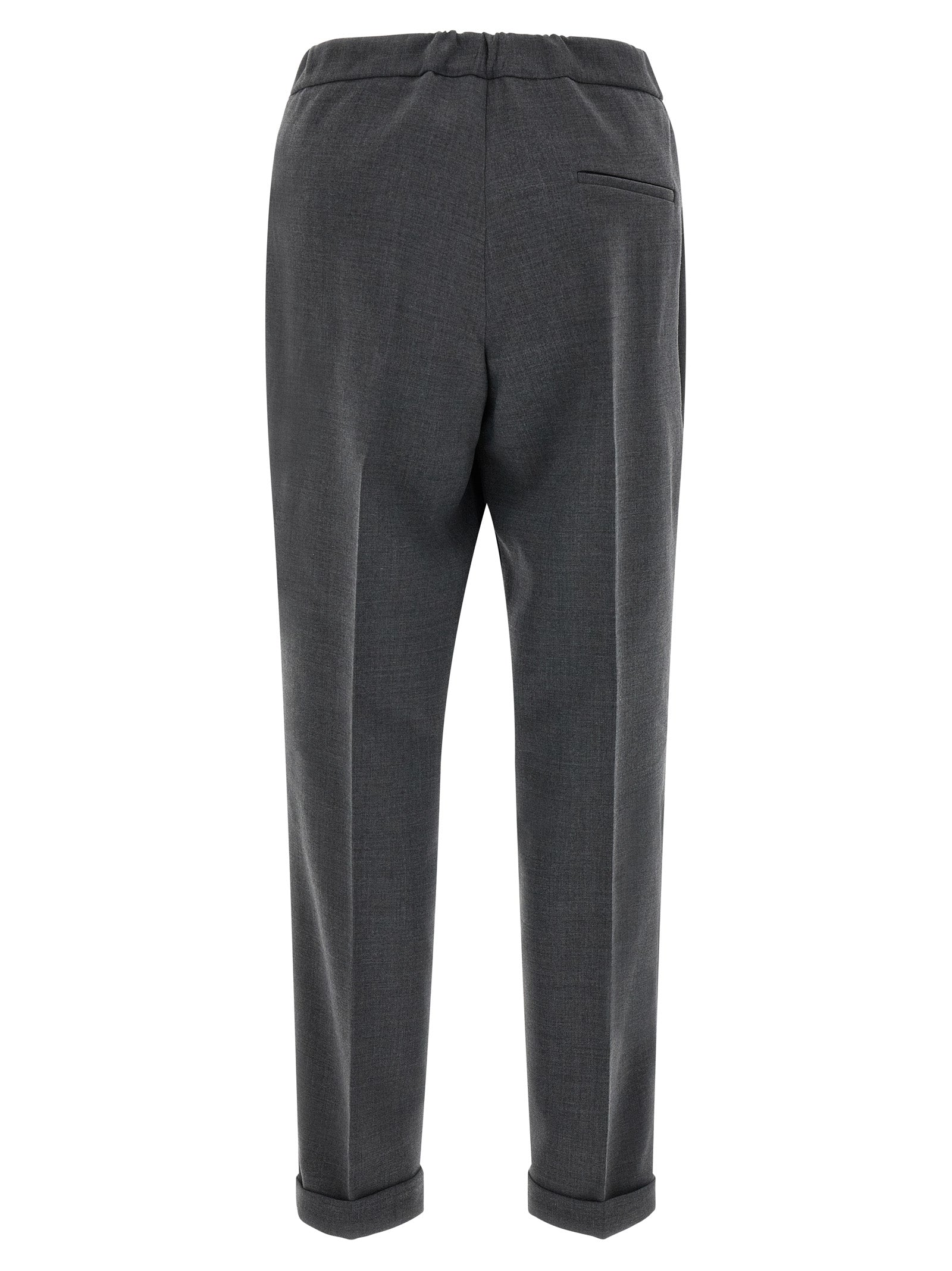Gray Polyester Cropped Pants