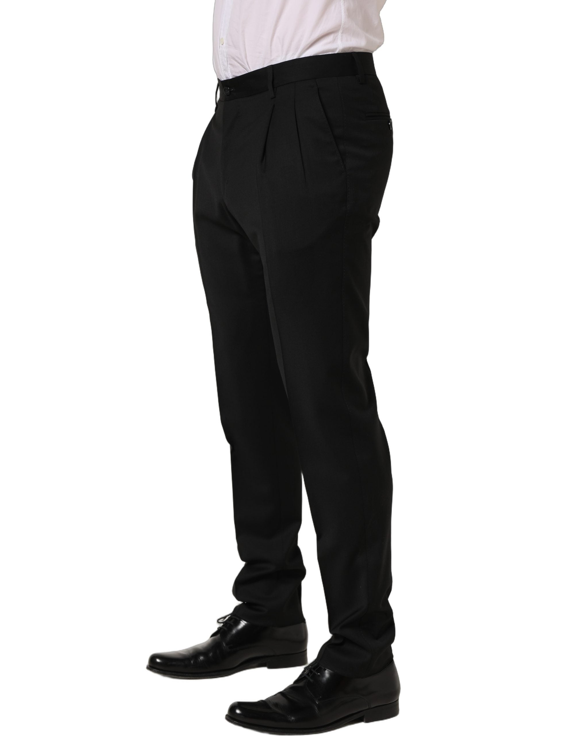 Black Wool Stretch Formal Dress Trouser