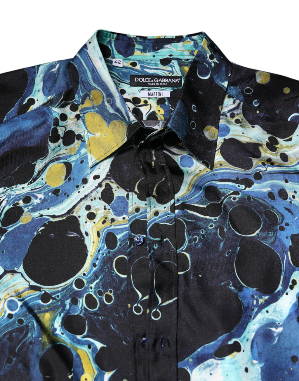 Blue Marble Print MARTINI Dress Formal Shirt