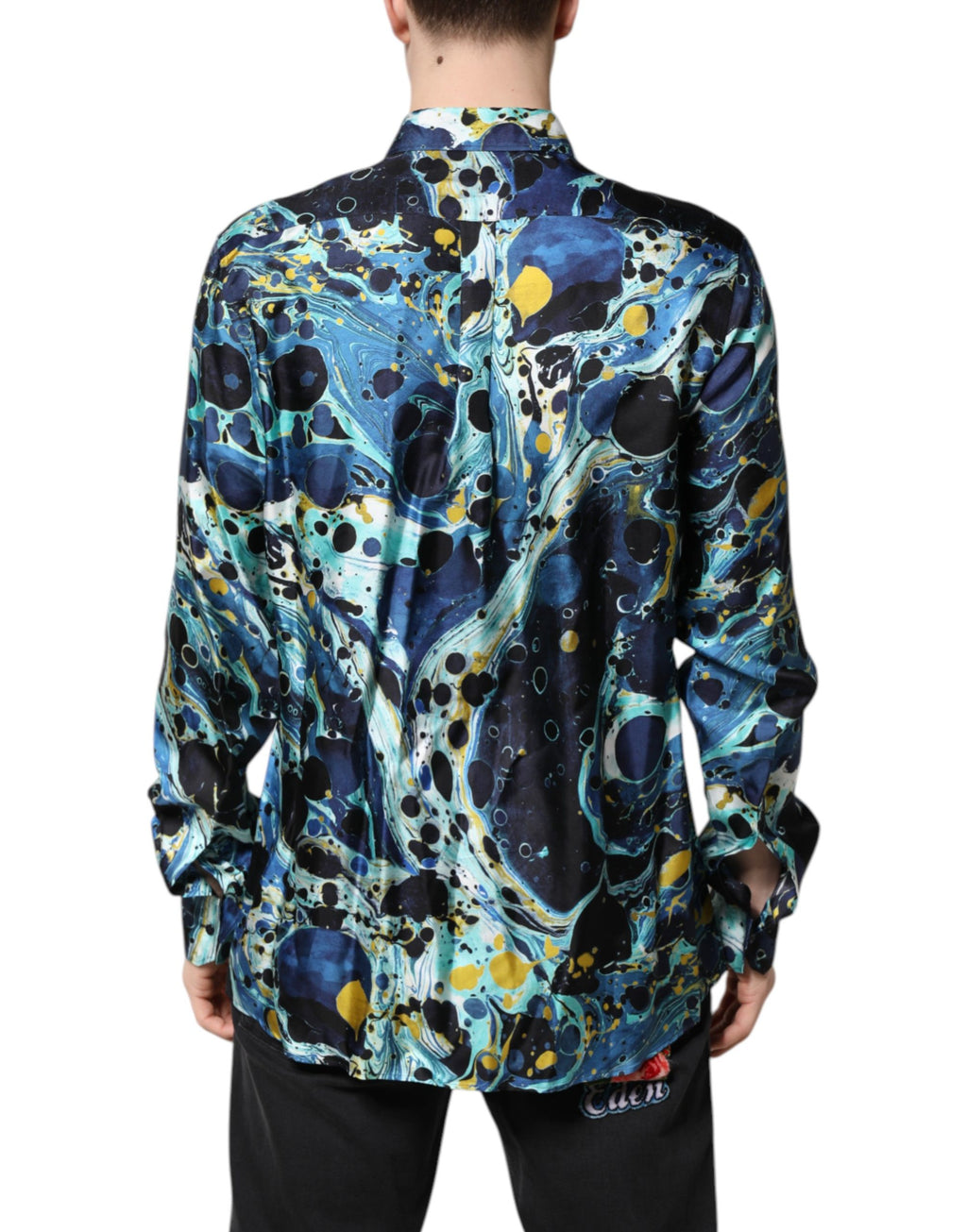 Blue Marble Print MARTINI Dress Formal Shirt