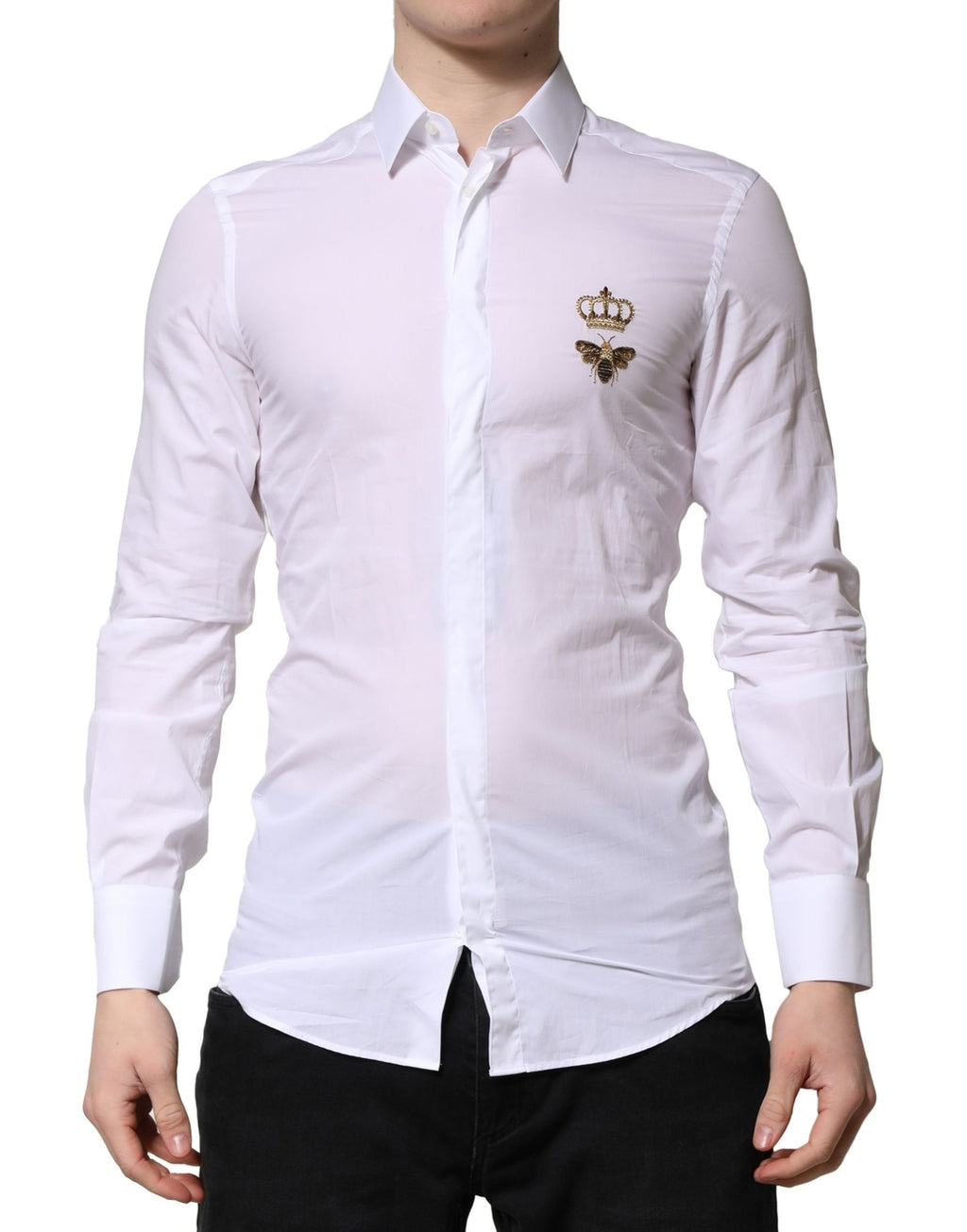 White GOLD Crown Bee Cotton Formal Dress Shirt