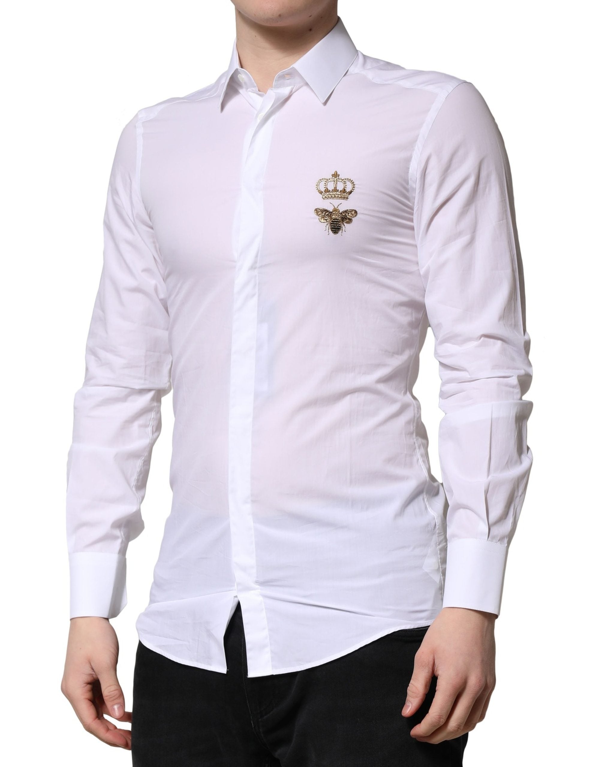 White GOLD Crown Bee Cotton Formal Dress Shirt