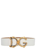White Calfskin High-Waist Belt