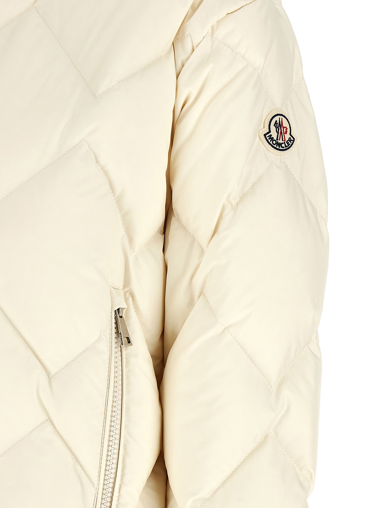 White Polyester Full-Length Jacket