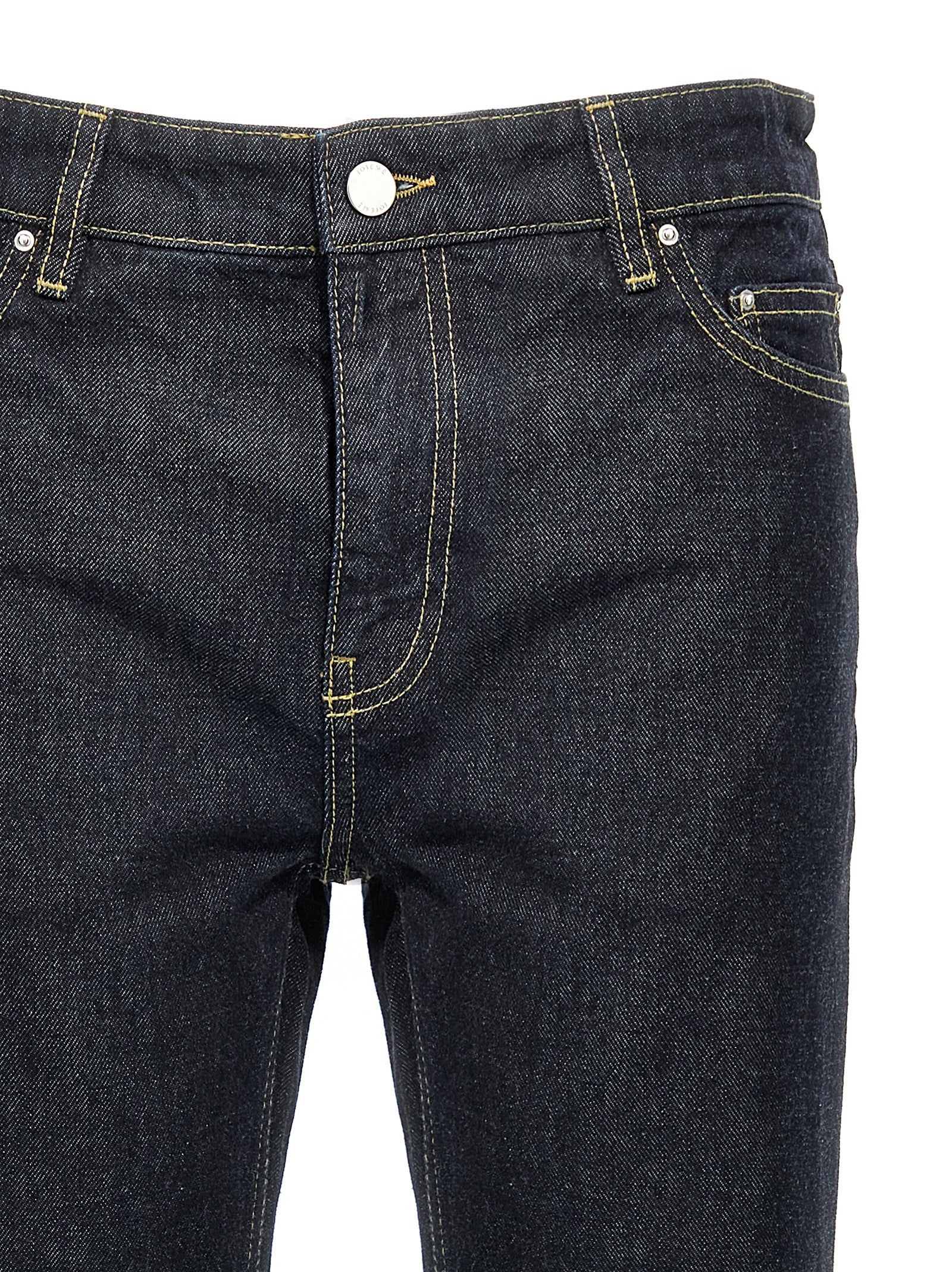Blue Cotton Tapered Jeans