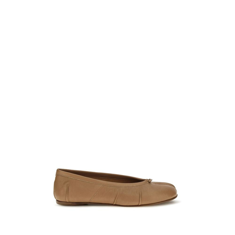 Beige Lamb Ovis Aries Ballet Flats
