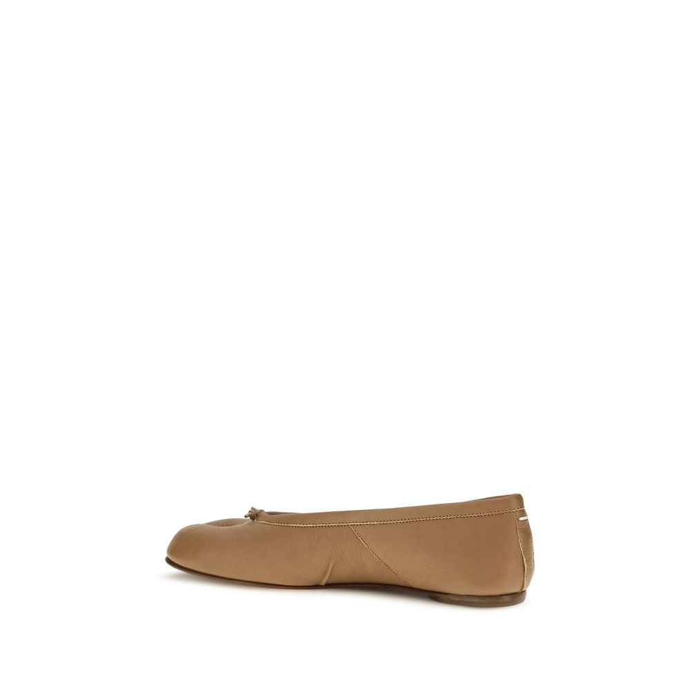 Beige Lamb Ovis Aries Ballet Flats