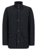 Blue Polyamide Full-Length Jacket